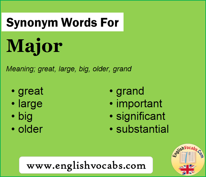 Synonym for Major, what is synonym word Major
