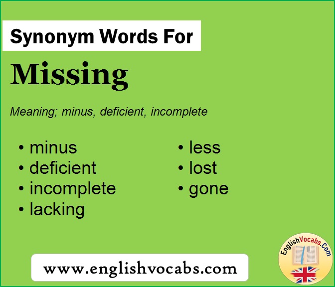 Synonym for Missing, what is synonym word Missing