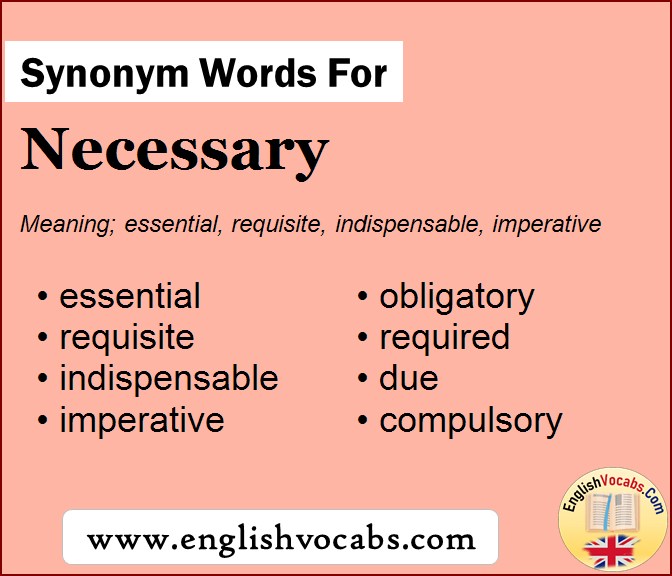 Synonym for Necessary, what is synonym word Necessary
