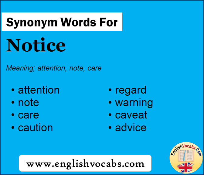 Synonym For Notice What Is Synonym Word Notice English Vocabs