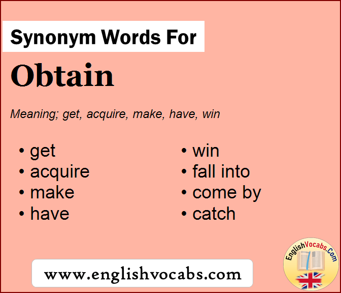 Synonym for Obtain, what is synonym word Obtain