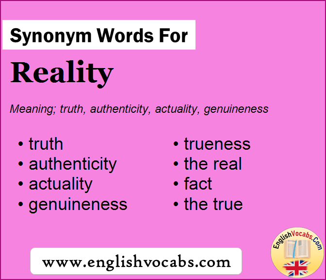 Synonym For Reality What Is Synonym Word Reality English Vocabs