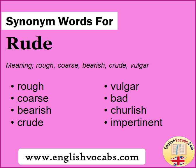 Synonym for Rude, what is synonym word Rude