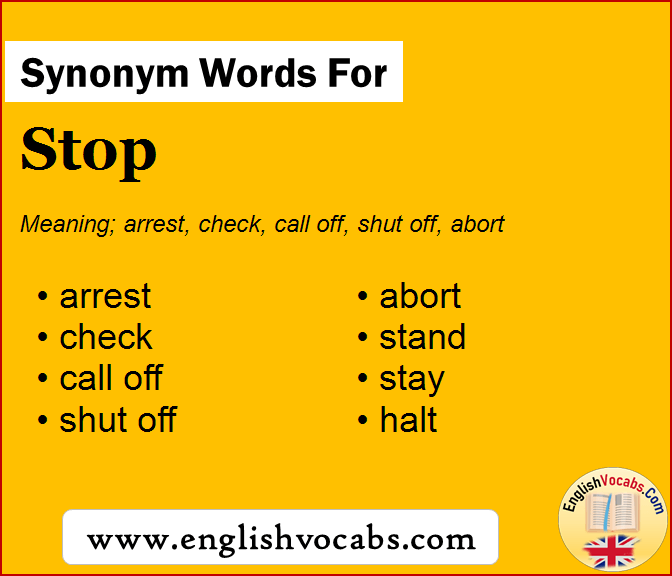 Synonym for Stop, what is synonym word Stop