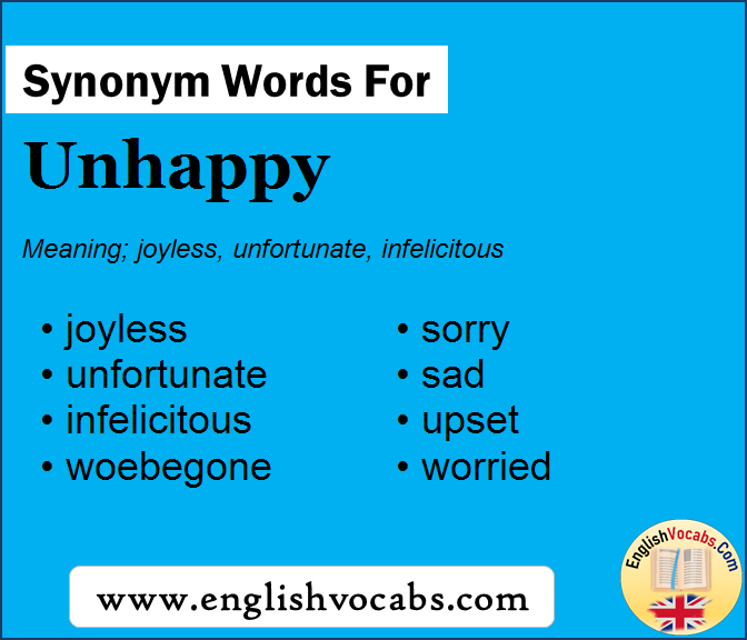 Synonym for Unhappy, what is synonym word Unhappy
