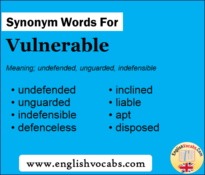 Synonym for Vulnerable, what is synonym word Vulnerable