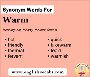 Synonym for Warm, what is synonym word Warm - English Vocabs