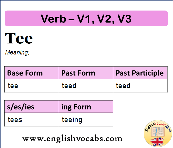 Tee Past Simple, Past Participle, V1 V2 V3 Form of Tee