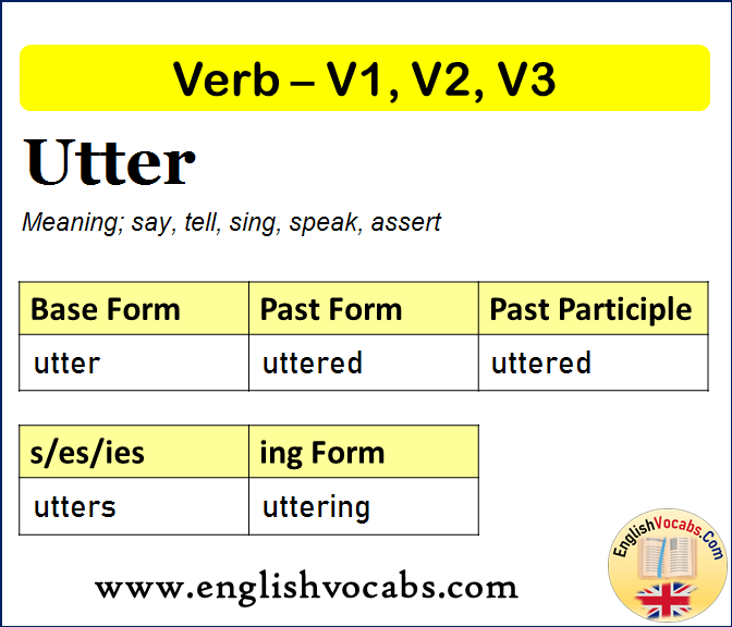 Utter Past Simple, Past Participle, V1 V2 V3 Form of Utter