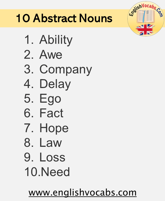 10 Abstract Noun List in English
