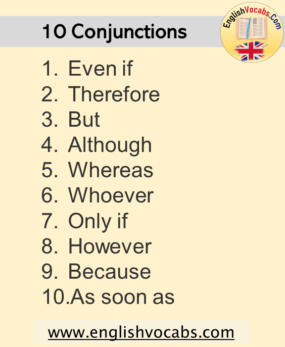 10 Conjunction List in English