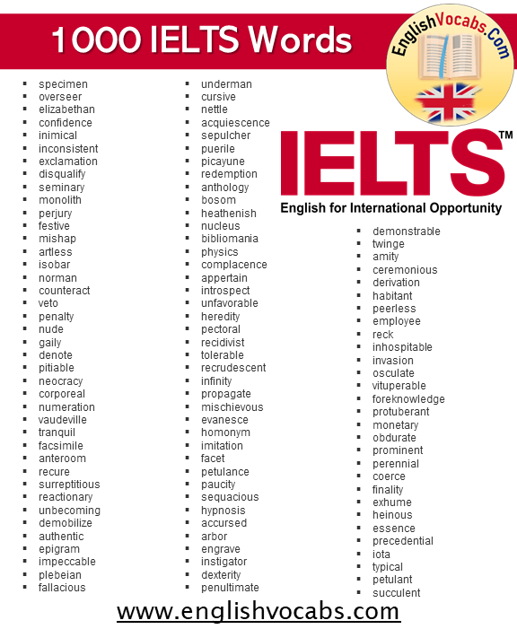 1000 vocabulary words for ielts