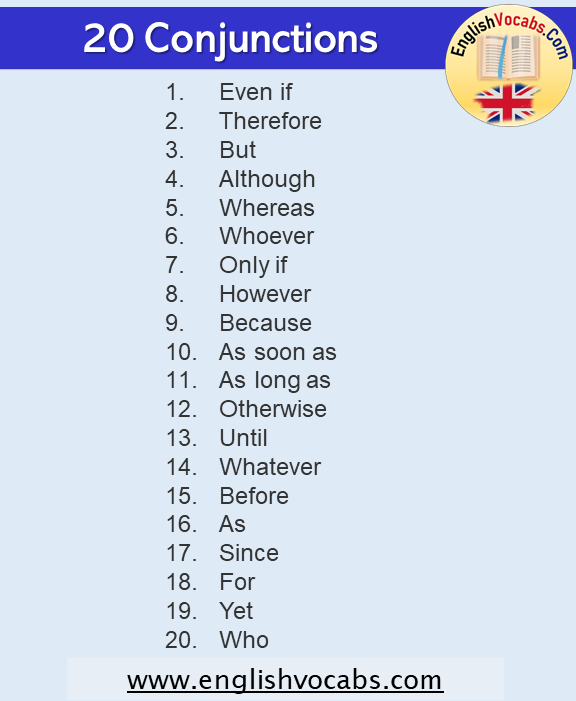 20 Conjunction List in English