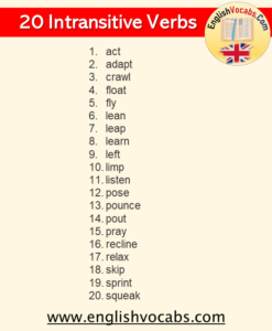 Transitive Verbs Archives - English Vocabs