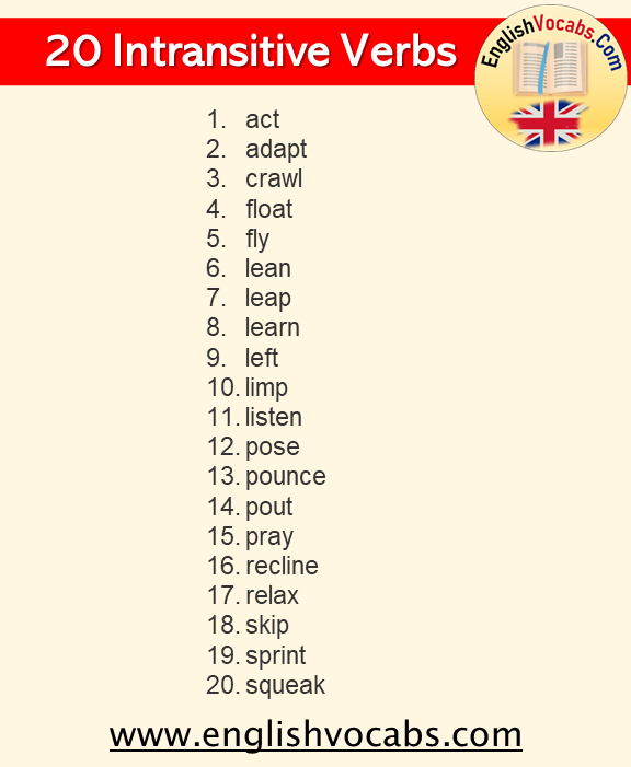 20 Intransitive Verbs Examples