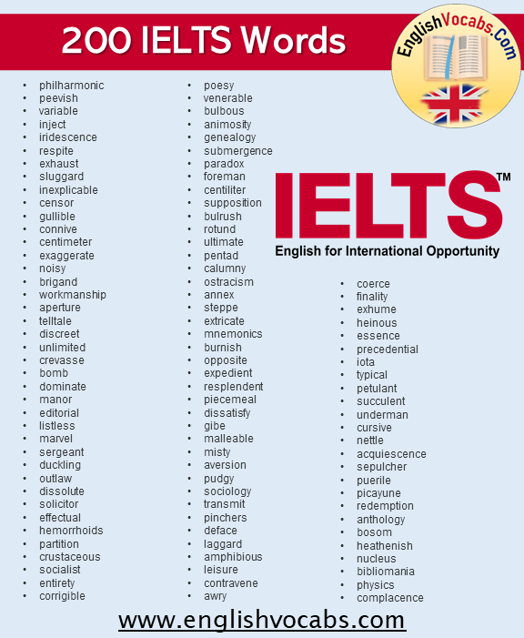 200 ielts vocabulary list in english