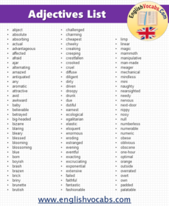 500 Common English Adjectives List - English Vocabs