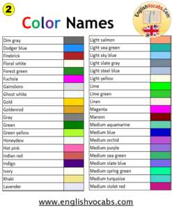 12 Colours Name, Colour Names List and Examples - English Vocabs