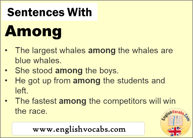 Sentences with Among, In a sentence Among