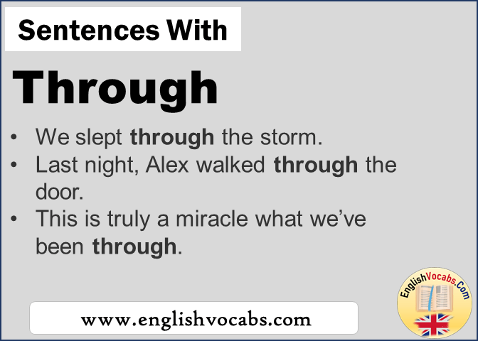 Sentences with Through, In a sentence Through
