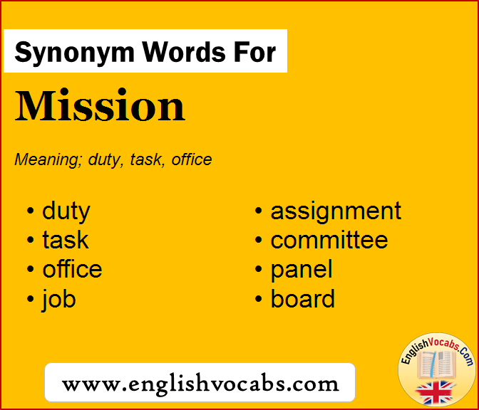 Synonym for Mission, what is synonym word Mission