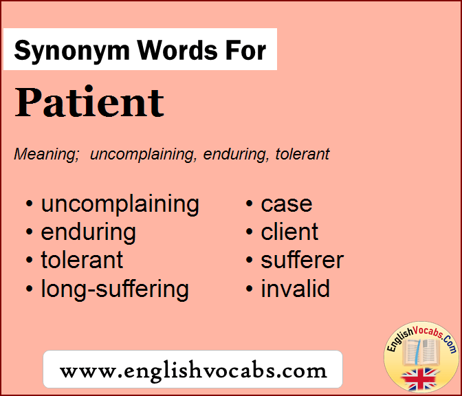 Synonym for Patient, what is synonym word Patient