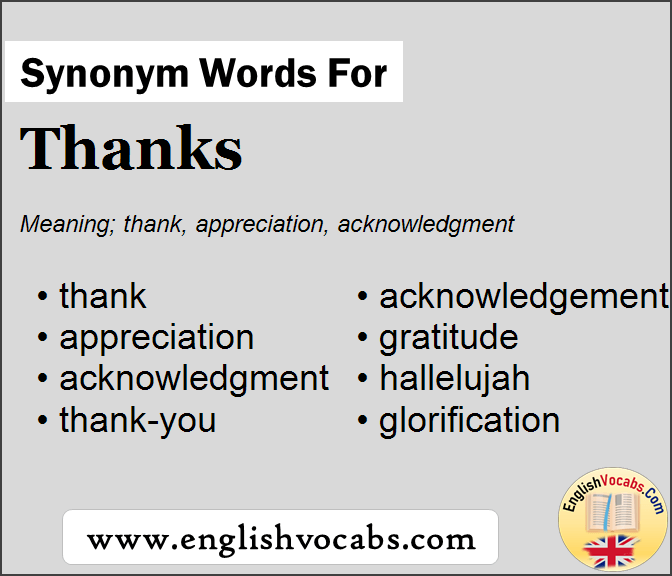 Synonym for Thanks, what is synonym word Thanks