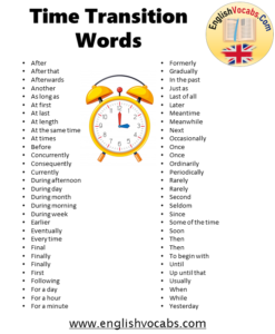 Time Transition Words List in English - English Vocabs