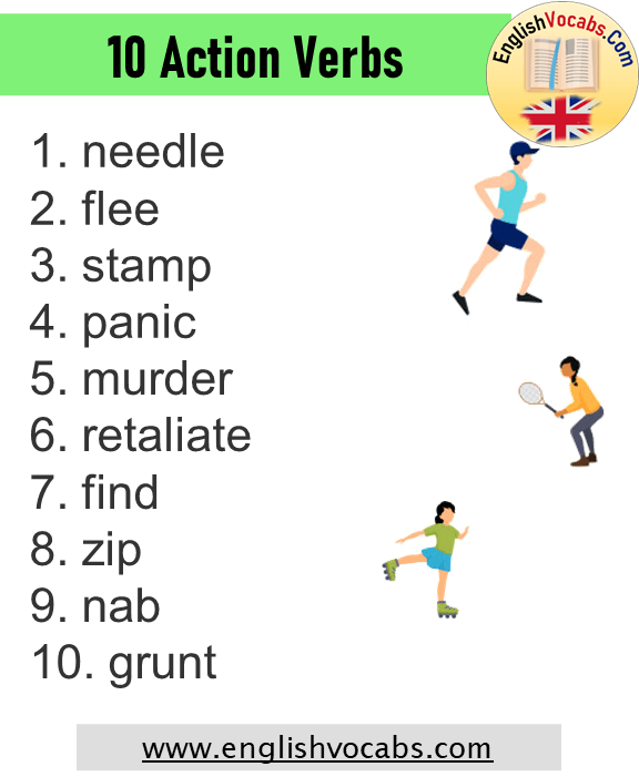 10 Action Verbs List and Example Sentences