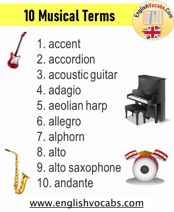 10 Musical Terms and Musical Instruments Names List