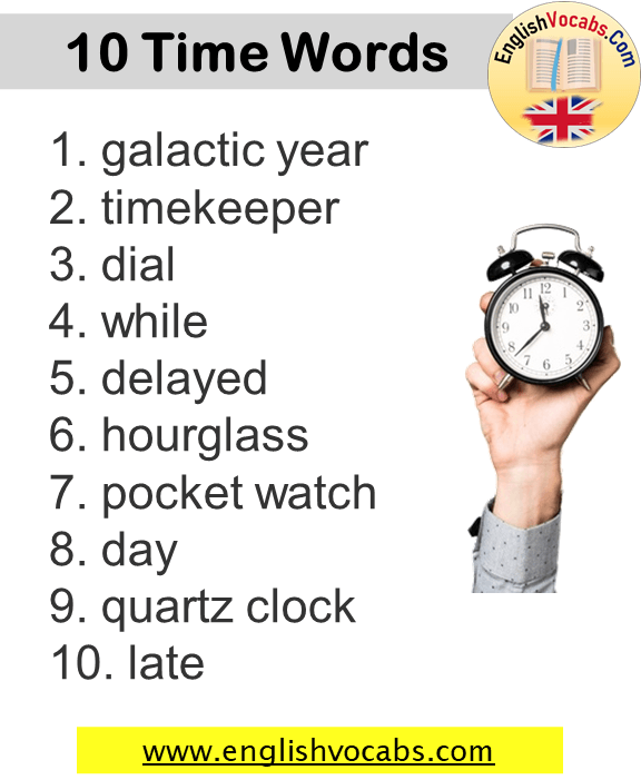 10 Time Words, Time Vocabulary List