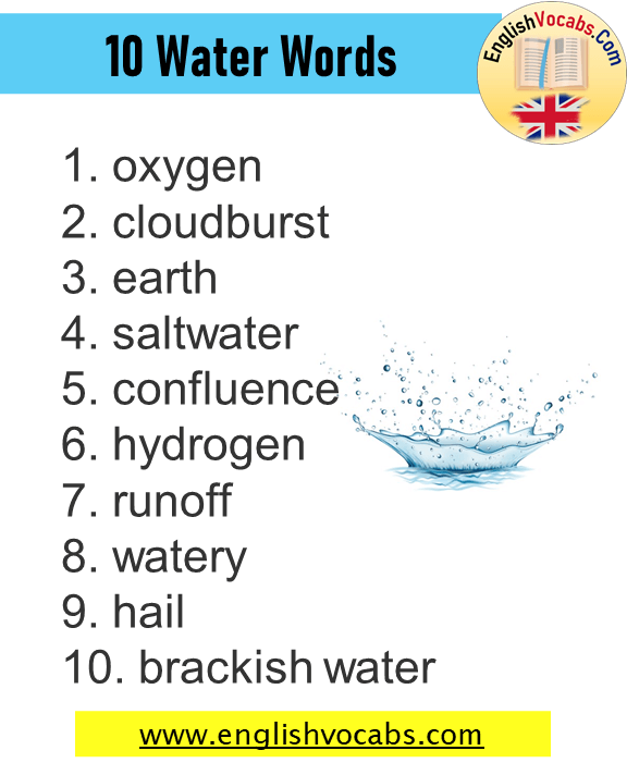 10 Water Words List, Water Related Words