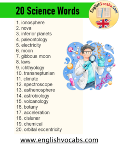 100 Science Words List, Science Vocabulary - English Vocabs