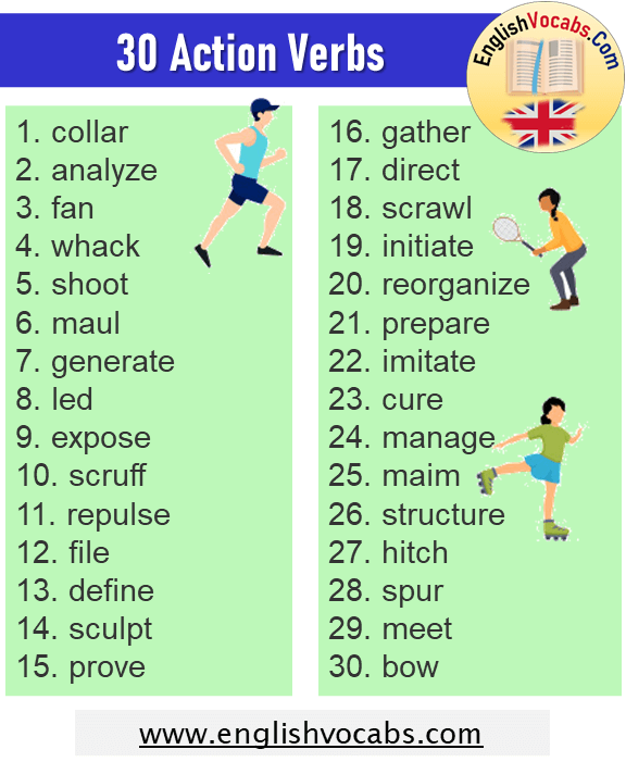 10 Examples Of Action Verbs Kulturaupice