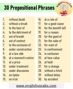 10 examples of prepositional phrase - English Vocabs