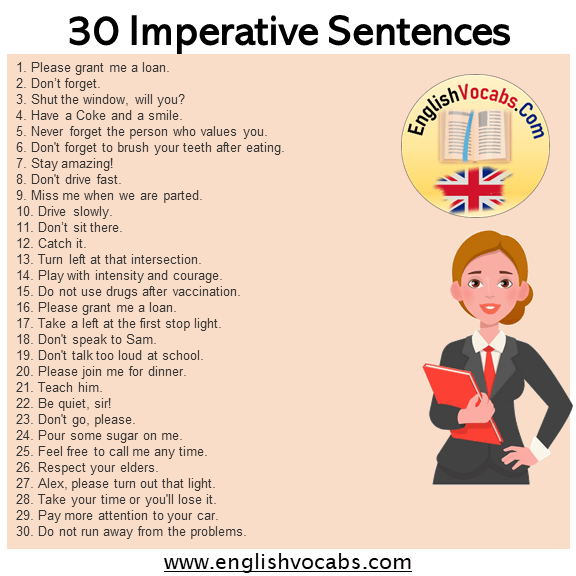 30 Imperative Sentences, Examples of Imperatives