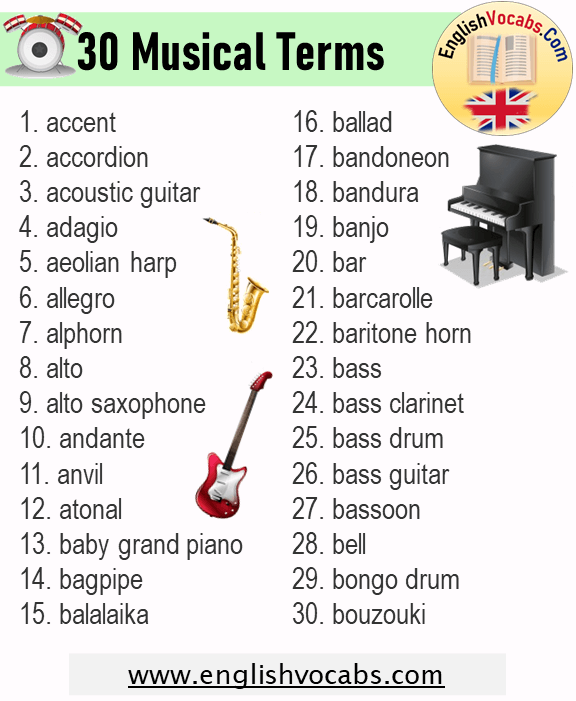 30 Musical Terms and Musical Instruments Names List
