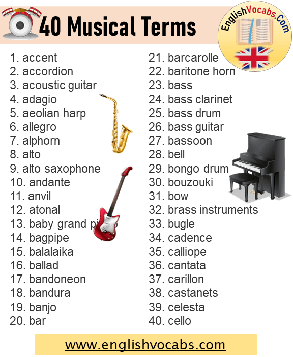 40 Musical Terms and Musical Instruments Names List