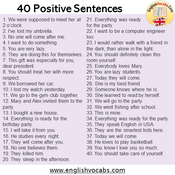 40 Examples of Positive Sentences Examples