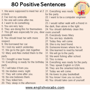 80 Examples of Positive Sentences Examples - English Vocabs