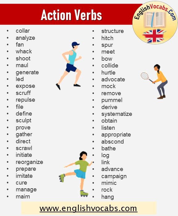 What Is Action Verb Definition Action Verbs List And Example Sentences English Vocabs