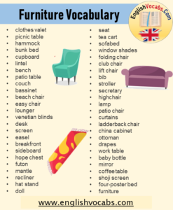 What is Furniture? Furniture Vocabulary and Examples - English Vocabs