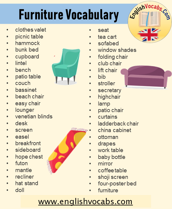 What is Furniture? Furniture Vocabulary and Examples