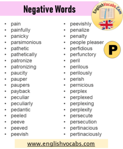 Negative Words That Start With P - English Vocabs