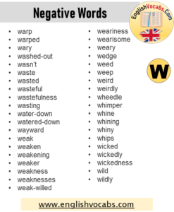 negative words that start with e