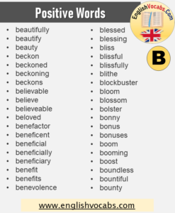 +80 Positive Words That Starts With B - English Vocabs