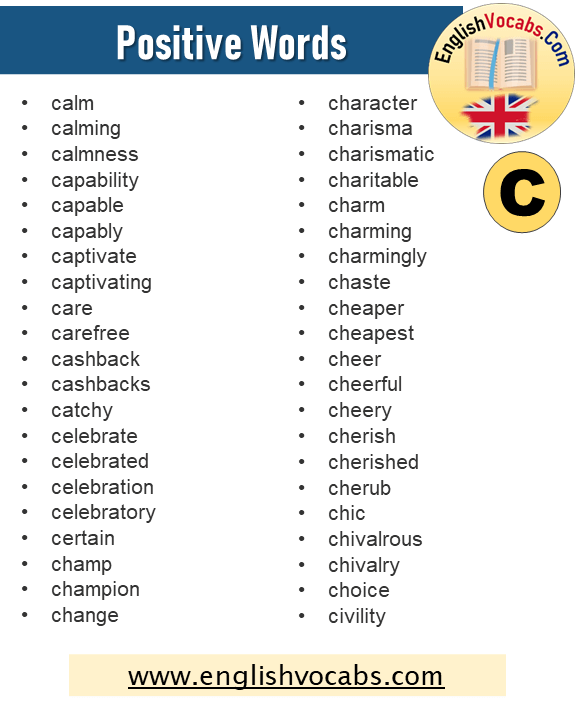 +150 Positive Words That Starts With C