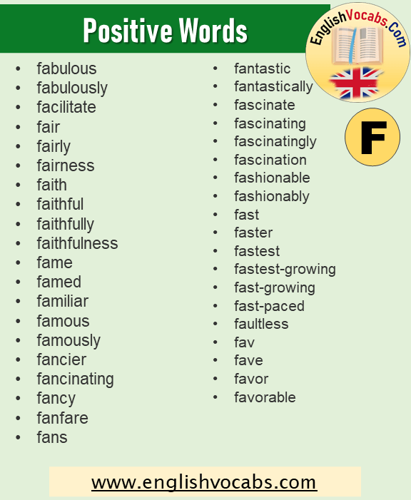  120 Positive Words That Starts With F English Vocabs