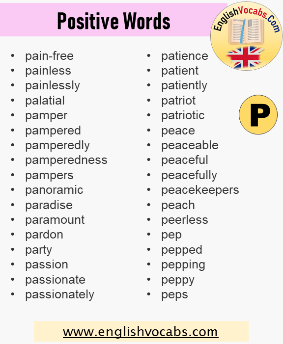  164 Positive Words That Starts With P English Vocabs