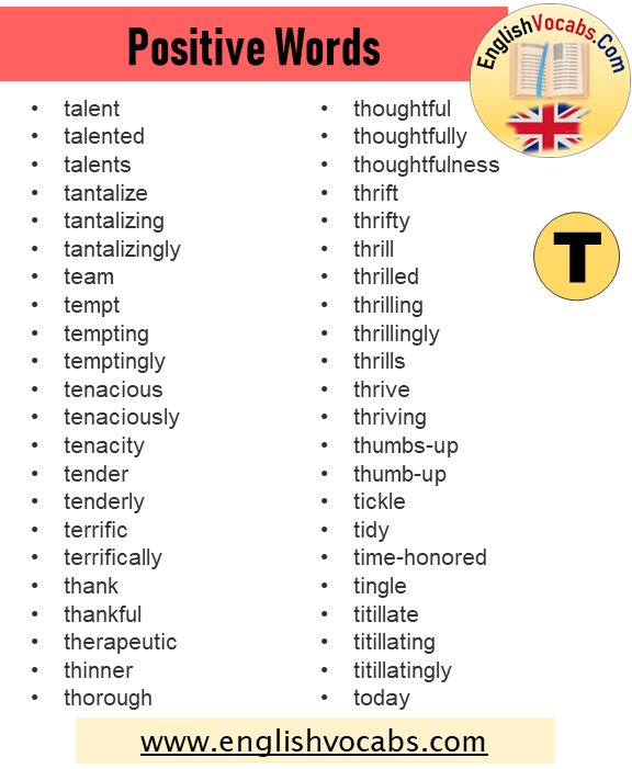 +85 Positive Words That Starts With T